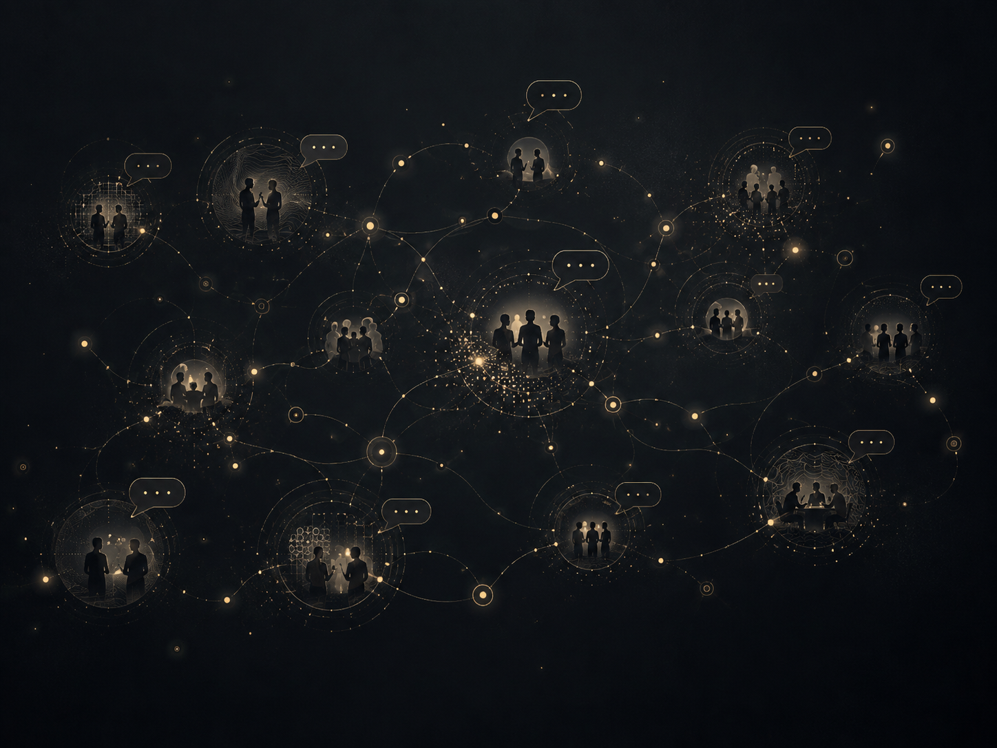 Distinct but connected online communities engaged in conversation.