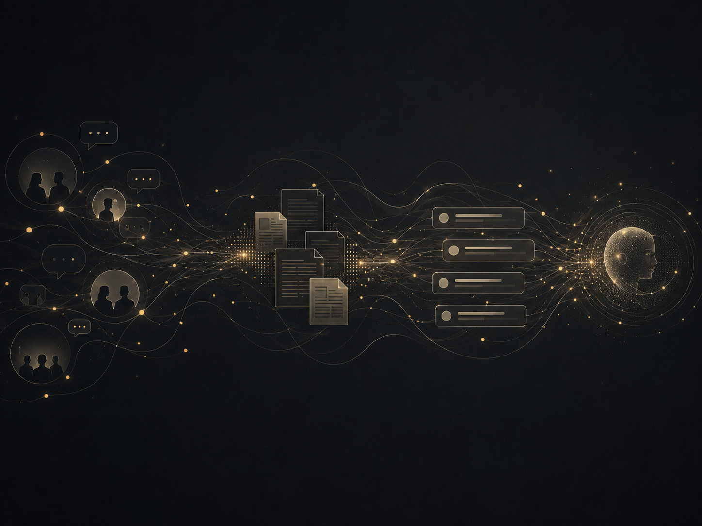 Human conversations flowing into articles, search results and AI answers.