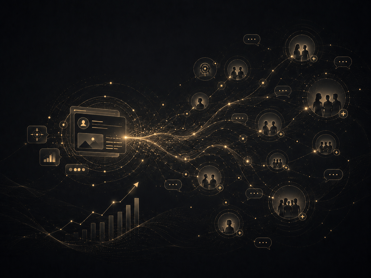 Reddit paid media strategy visualisation showing network of communities and audience reach.